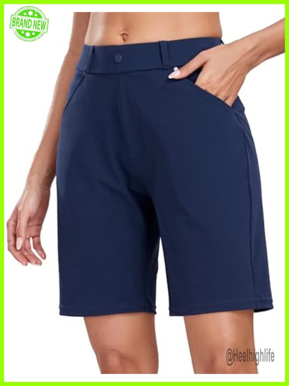 Bermuda Shorts Stretch Wrinkle-Free Ponte Knit Golf Casual Work 8"